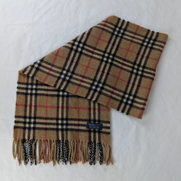 Pre-Owned Burberry Cashmere Check Scarf Beige – Unisex – Elegant & Warm - Picture 1 of 7